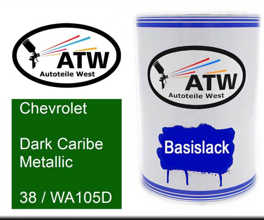 Chevrolet, Dark Caribe Metallic, 38 / WA105D: 500ml Lackdose, von ATW Autoteile West.